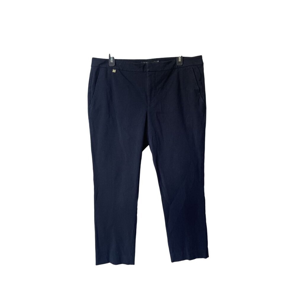 Lauren Ralph Lauren Black Label Pants Sz14 Quiet Luxury Stretch Cotton Navy Blue